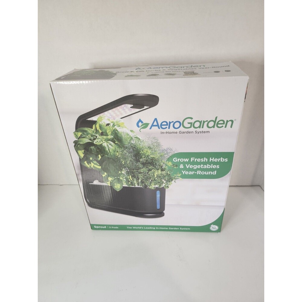 AeroGarden Sprout 100306 Black 3 Pod In-Home Garden System + Seed Pod Kit NEW